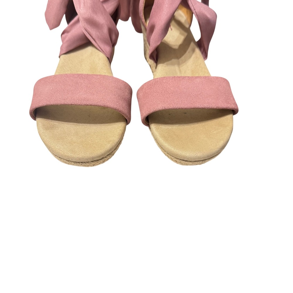UGG Trina Espadrille Wedge Sandals Womens 7.5 Pink Dawn Suede Lace Up 1099693 - Picture 8 of 13